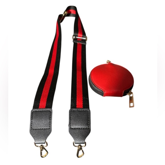 Stylish Unbranded Red and Black Bag Strap with Pouch